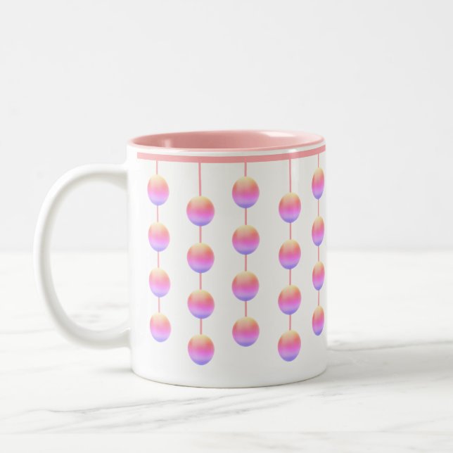 Taza Bicolor Círculos colgantes rosados Pastel (Izquierda)