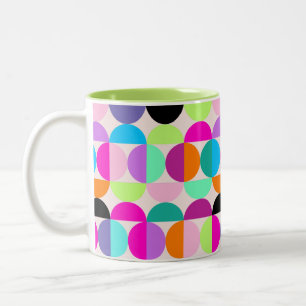 Taza Bicolor Círculos coloridos a mediados del siglo Moderno Ar
