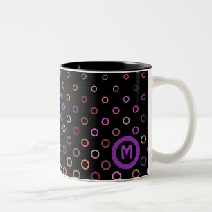 Taza Bicolor Círculos Coloridos de Moda con Monograma sobre Neg