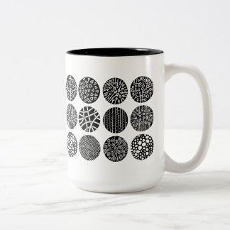 Taza Bicolor Círculos decorativos - Blanco y negro