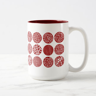 Taza Bicolor Círculos decorativos - Rojo y blanco ruby