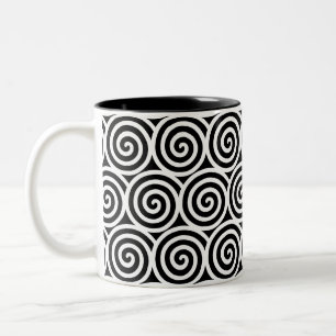 Taza Bicolor Círculos en espiral en negro y blanco