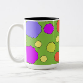 Taza Bicolor Círculos funky geométrico retro colorido sobre una