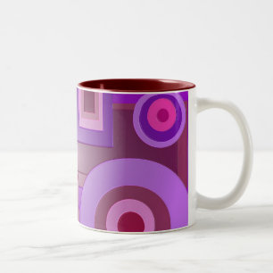 Taza Bicolor Círculos y cuadrados púrpuras