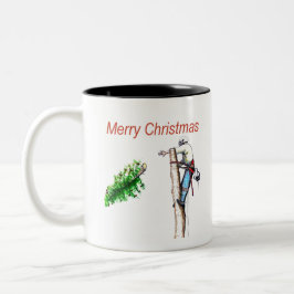 Taza Bicolor Cirujano arborista de las motosierras Navidades Gi