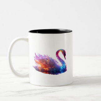 Taza Bicolor Cisne irlandés brillante sobre el agua - Fantasía