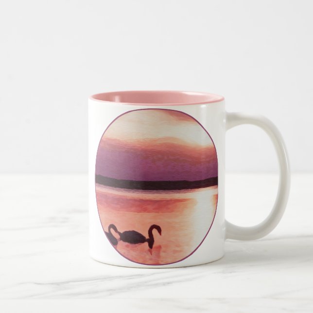 Taza Bicolor Cisnes al atardecer (Derecha)