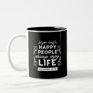 Taza Bicolor Cita cristiana inspiradora de Proverbios 15:15