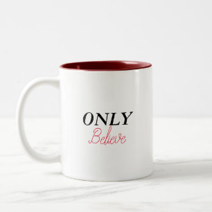 Taza Bicolor Cita Cristiana ‘Solo Cree’ Minimalista Simple