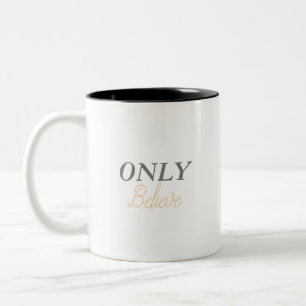 Taza Bicolor Cita cristiana «Solo cree» minimalista simple