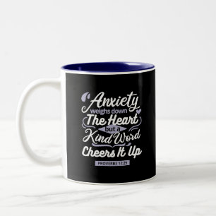 Taza Bicolor Cita de aliento cristiano: ansiedad y amabilidad