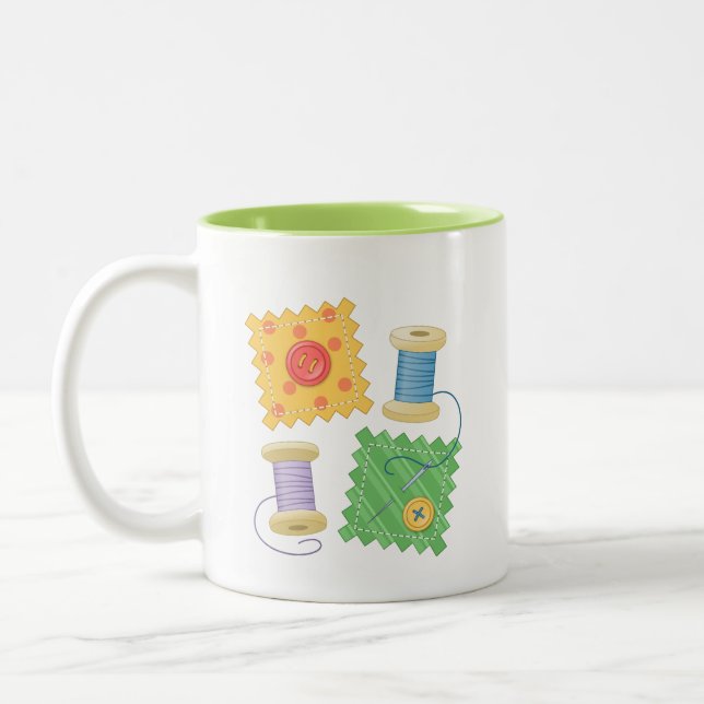Taza Bicolor Cita de avispamiento de coser de artesanía (Izquierda)