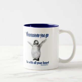 Taza Bicolor Cita de Confucio Inspirador de Pingüino