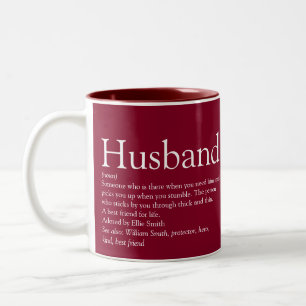 Taza Bicolor Cita de definición de esposo moderno burgundy
