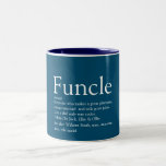 Taza Bicolor Cita de definición divertida Funny Uncle Blue<br><div class="desc">Personaliza tu Funcle o tío especial favorito para crear un regalo moderno único. Una manera perfecta de mostrarle lo increíble que es cada día. Incluso se puede personalizar el fondo a su color favorito. Diseñado por Thisisnotme©</div>