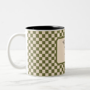 Taza Bicolor Cita de esquina tranquila verde y beige de Moss ba