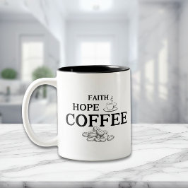 Taza Bicolor Cita de Faith Hope Coffee Typography