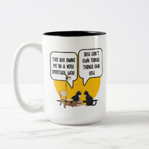 Taza Bicolor Cita de filosofía del materialismo de gatos divert