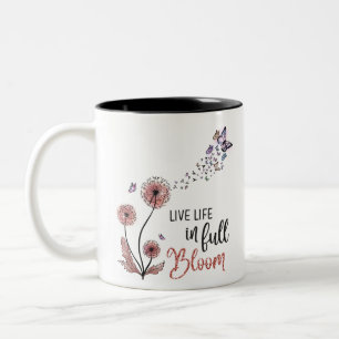 Taza Bicolor Cita de Flor Silvestre "Vive la vida en plena flor