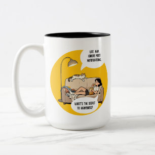 Taza Bicolor Cita de humor de gato divertido introvertido