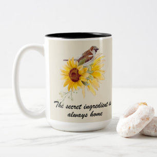 Taza Bicolor Cita de ingrediente secreto con girasoles