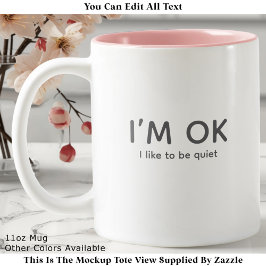 Taza Bicolor Cita de introvertido minimalista moderna: Paz y si