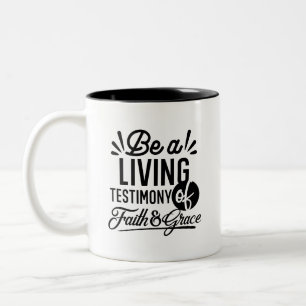 Taza Bicolor Cita de la Biblia Testimonio Vivo Motivación Crist