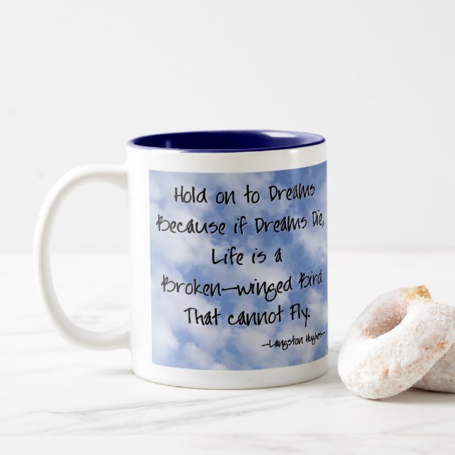 Taza Bicolor Cita de Langston Hughes Dreams (Con donut)
