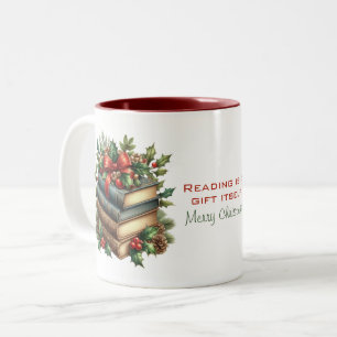 Taza Bicolor Cita de lectura de la pila de Navidades