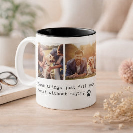 Taza Bicolor Cita de mascota linda personalizada con 3 fotos