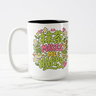 Taza Bicolor Cita de Matcha Me Hace Feliz
