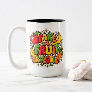 Taza Bicolor Cita de nutrición "Toma una fruta o verdura"