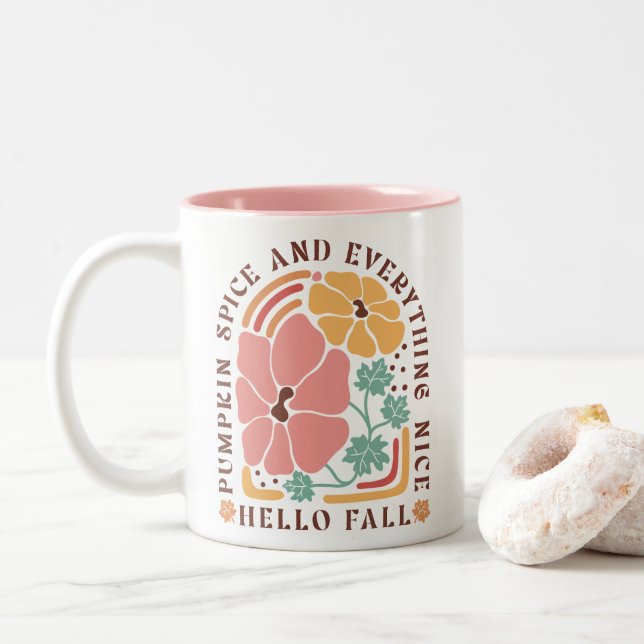 Taza Bicolor Cita de otoño del Boho (Con donut)