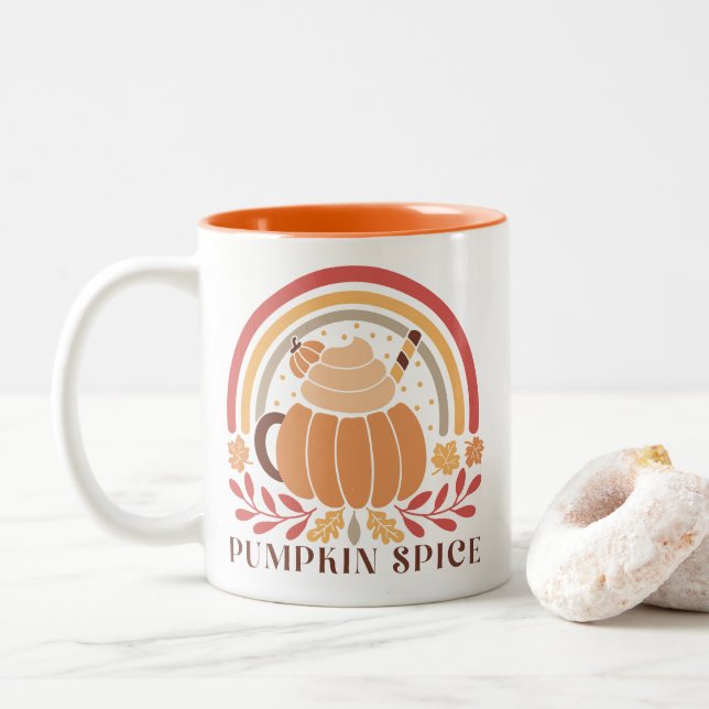 Taza Bicolor Cita de otoño del Boho (Con donut)