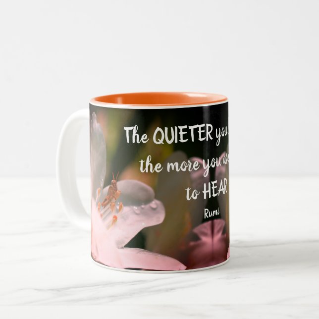 Taza Bicolor Cita de Silencio Inspirador Rumi (Anverso izquierdo)