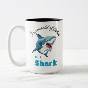 TAZA BICOLOR CITA DE TIBURÓN, DIVERTIDO ESTILO PERSONALIZADO