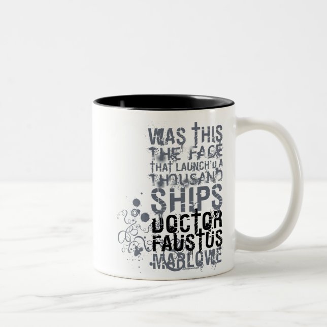Taza Bicolor Cita del doctor Faustus (B&W) (Derecha)