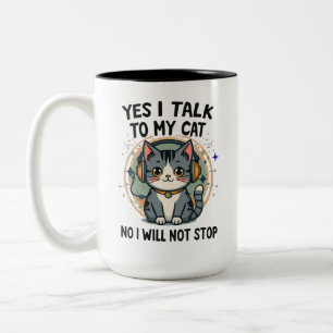 Taza Bicolor Cita Divertida Amante de Gatos Introvertido Humor
