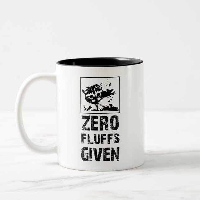 Taza Bicolor Cita divertida de gato: Cero fluctuaciones dadas (Izquierda)