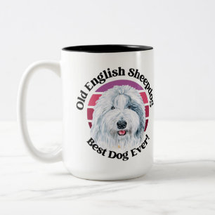 Taza Bicolor cita divertida de Old English Sheepdog