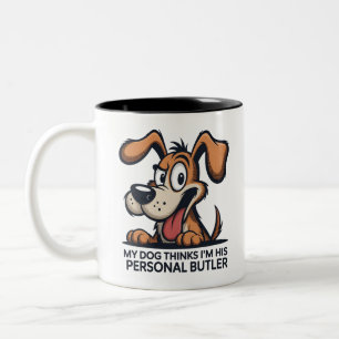 Taza Bicolor Cita divertida de perro mayordomo de dibujos anima