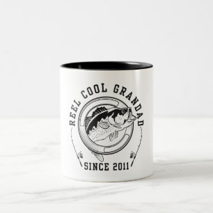 Taza Bicolor Cita Divertida de Pesca Carrete Genial Abuelo Desd