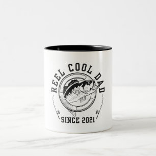 Taza Bicolor Cita Divertida de Pesca Carrete Genial Papá Desde 