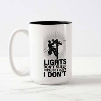 Taza Bicolor Cita divertida de trabajo de liniero turno nocturn