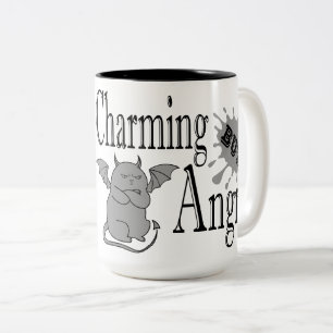 Taza Bicolor Cita divertida de un pequeño gato endemoniado, enc