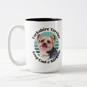 Taza Bicolor Cita divertida de Yorkshire Terrier café de dos to