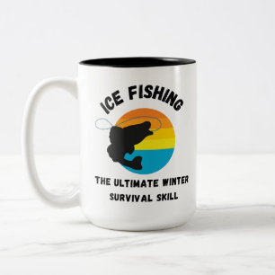 Taza Bicolor Cita divertida sobre pesca de hielo   Pesca