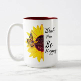 Taza Bicolor Cita feliz de girasol asombroso