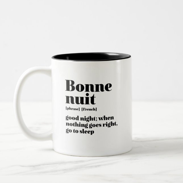Taza Bicolor Cita francesa inspiradora de bono nocturno (Izquierda)