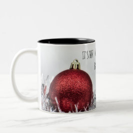Taza Bicolor Cita inspiradora con bola de Navidad de purpurina 